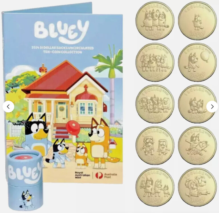 Read more about the article AUSTRALIA BLUEY $1 Dollar Bucks 2024 10 Coin Full Set (Uncirculated) Folder Oz