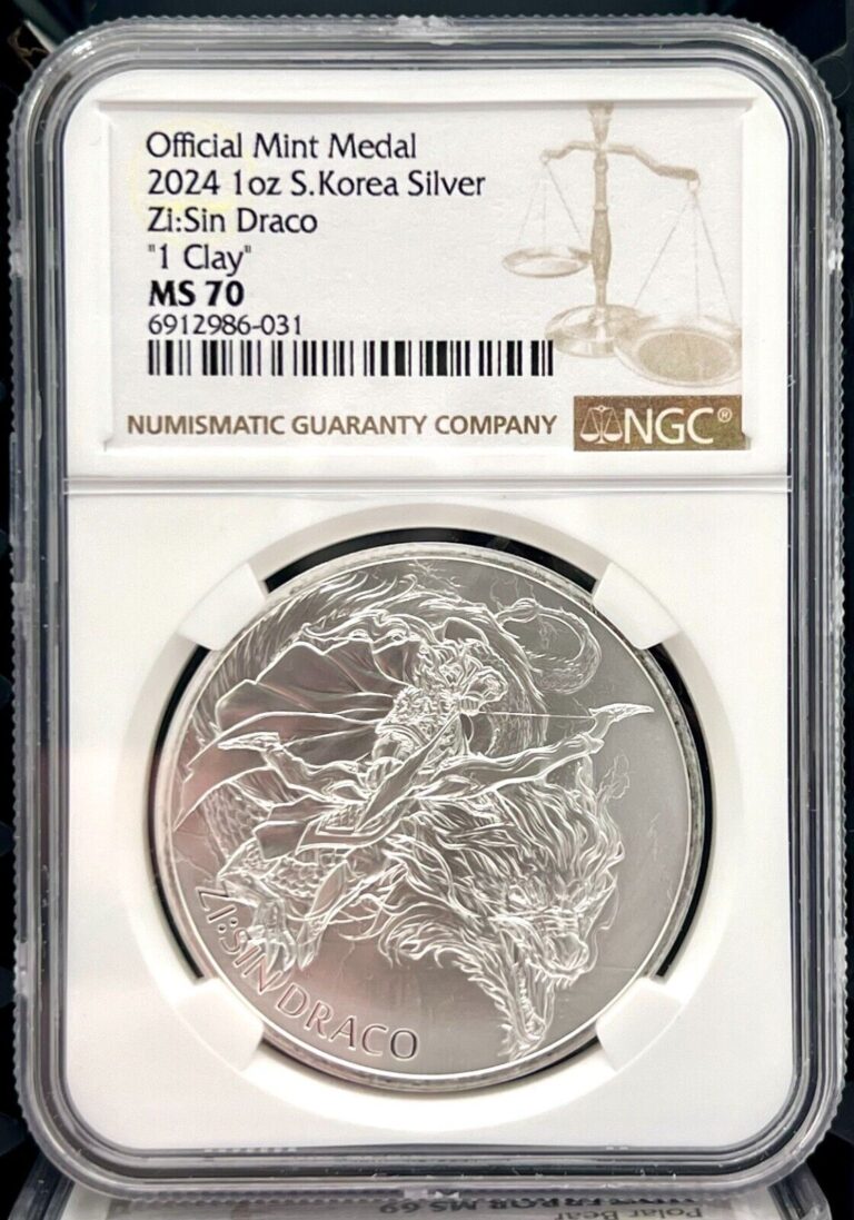 Read more about the article 2024 South Korea Zi:Sin Draco 1 oz .999 Silver Coin  – NGC MS 70