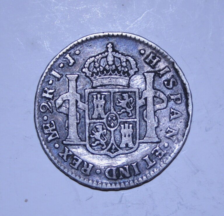 Read more about the article 1799 IJ PERU 2 REALES CAROLUS IIII Silver Coin