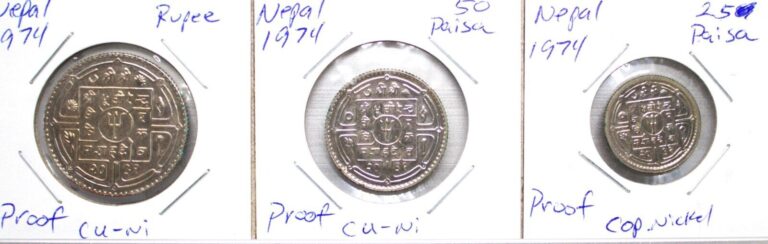 Read more about the article 1974 Nepal SHAH DYNASTY 3 coins from proof set rupee 50 and 25 Paisa-121