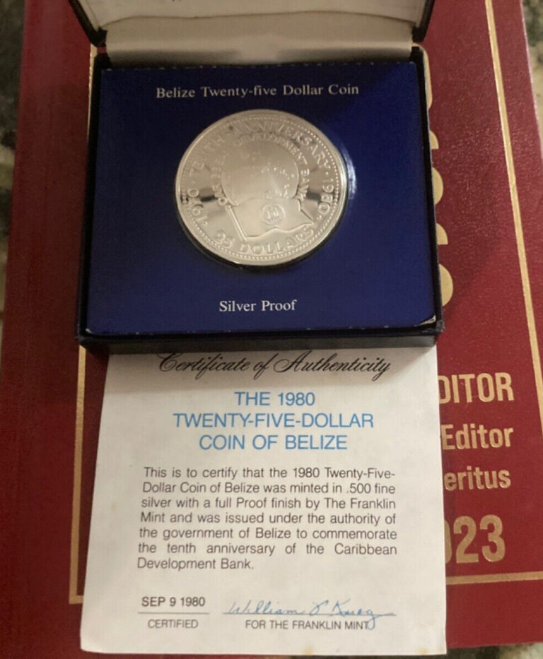 Read more about the article 1980 BELIZE Caribbean Development Bank VINTAGE Old Proof SILVER $25 Coin i110930