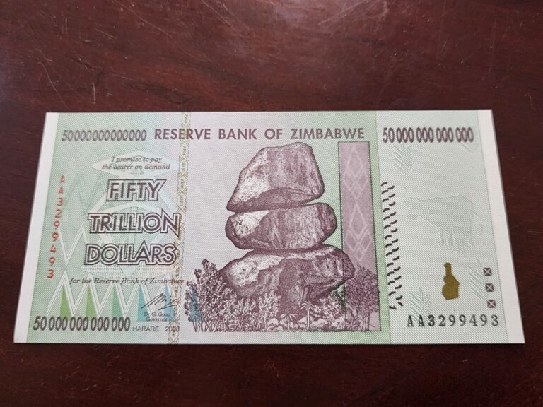 Read more about the article Zimbabwe 50 Trillion Dollars UNC 2008 AA Banknote ~ Authentic Guaranteed