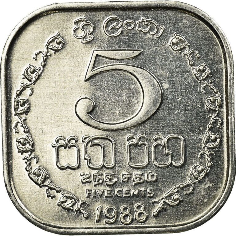 Read more about the article Sri Lanka 5 Cents Coin | Armorial Ensign | Sri Lanka | 1978 – 1991