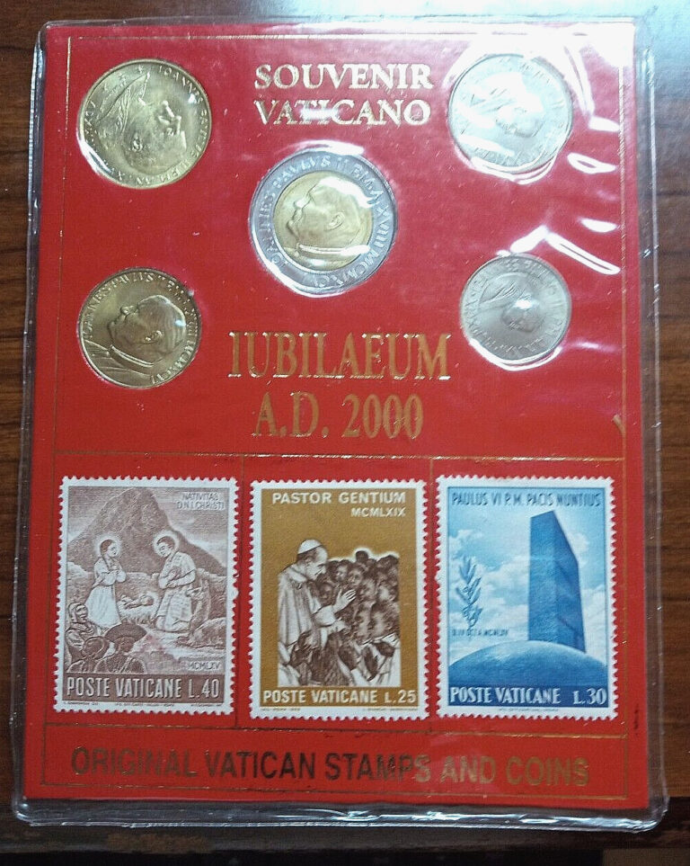 Read more about the article VATICAN CITY Set of Five (5) Coins Honoring the 2000 Jubilee Year  Plus Stamps!!