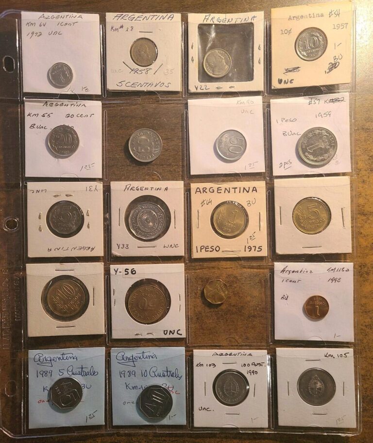 Read more about the article 1954-1998 LOT OF 20 ARGENTINA COINS