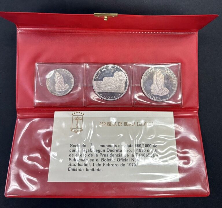 Read more about the article 1970 Equatorial Guinea 3-Coin Silver Proof Set .999 Fine Silver In OGP