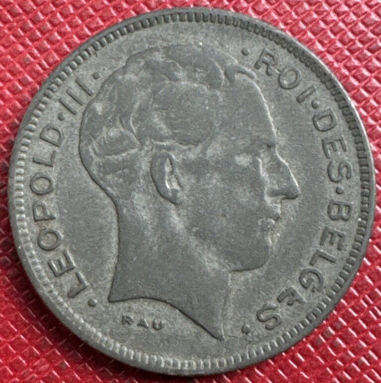 Read more about the article Belgium 1943 Zinc 5 Francs. Leopold III. WWII Era. French Text. KM# 129