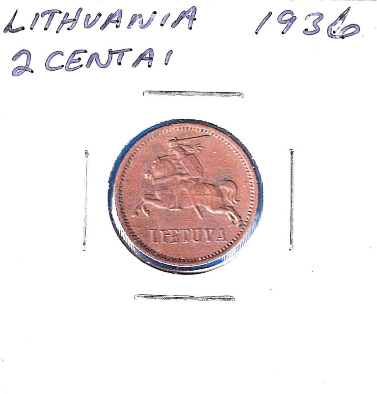 Read more about the article 1936 Lithuania 2 Centai (KM-80) Bronze  [one-year issue]