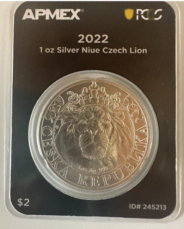 Read more about the article 2022 Niue Czech Republic Lion 1 oz .999 Silver BU Coin in TEP-1st Strike