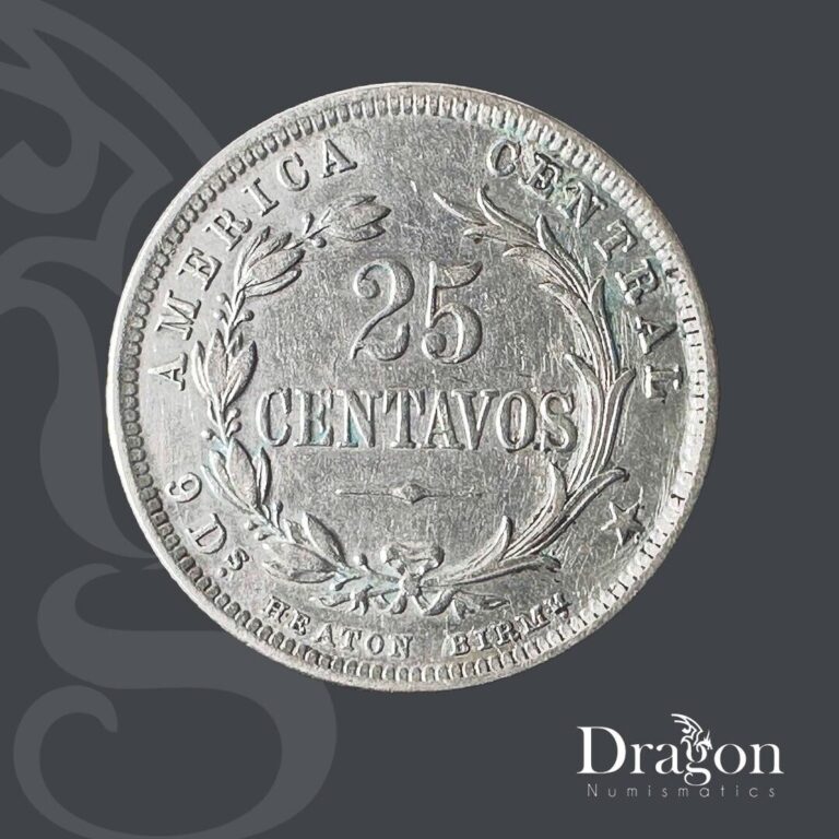 Read more about the article COSTA RICA🇨🇷 1893 ANTIQUE COIN 25 CENTS SILVER CIRCULATED🐉