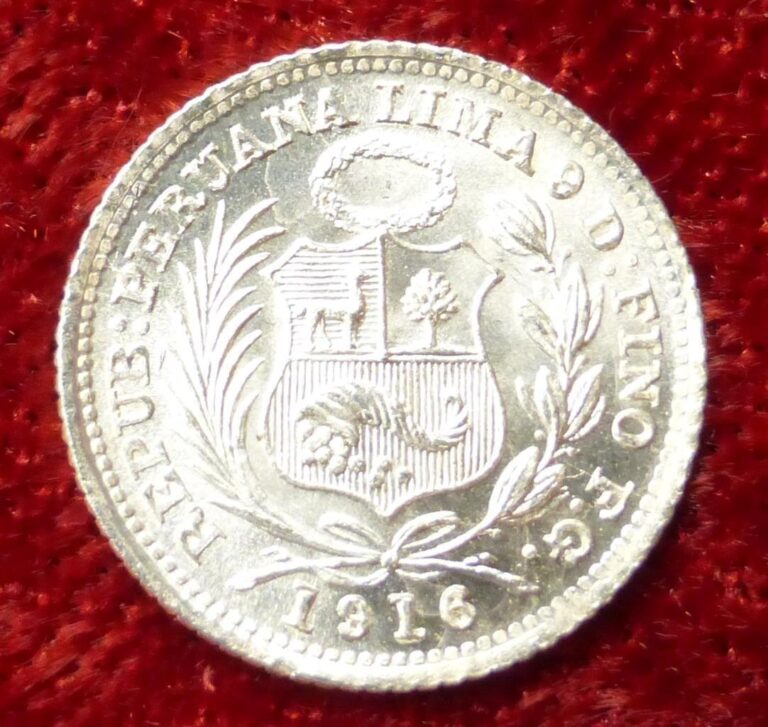 Read more about the article 1916 Peru 1/2 Dinero Silver Coin  90% Silver Coin  Cap of Liberty  KM#206.2