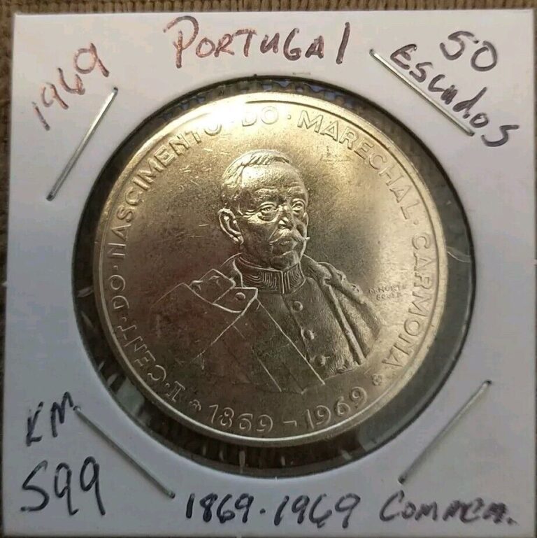 Read more about the article 1969 Portugal 50 Escudos .650 Fine Silver Coin KM# 599 Uncirculated and Very Nice