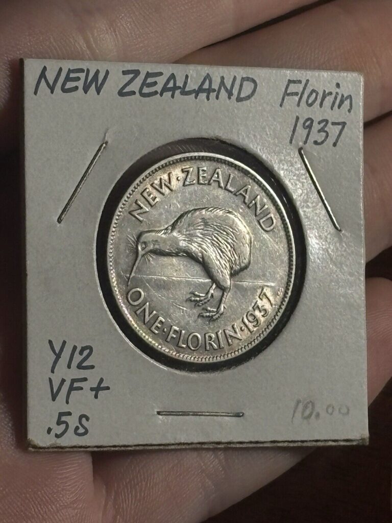 Read more about the article AU/XF! 1937 New Zealand Florin Silver World Foreign Coin