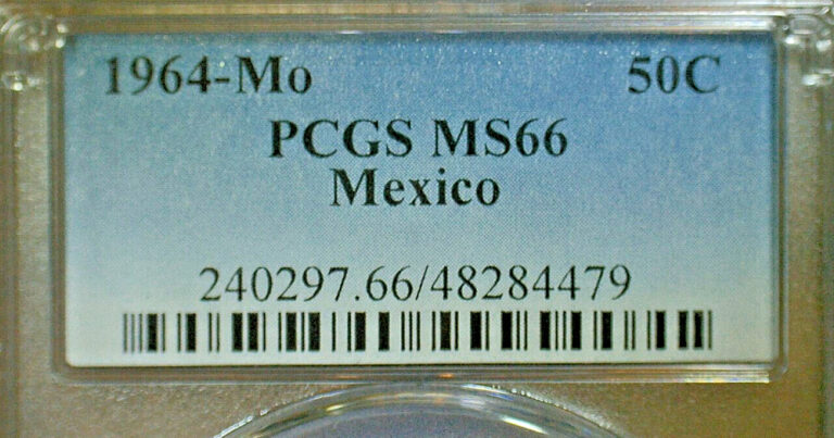 Read more about the article JULY THE FOURTH  SALE–1964-Mo PCGS MS66 MEXICO 50c COIN KM#451