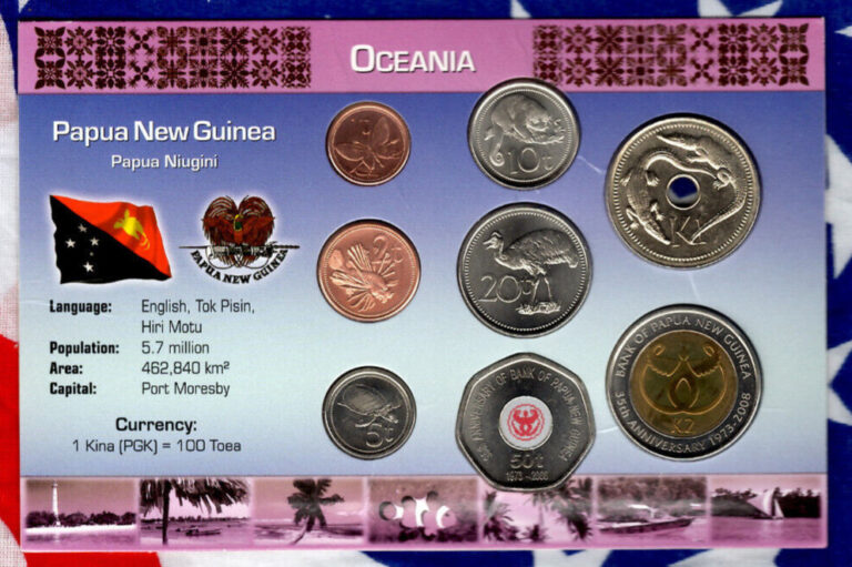 Read more about the article Littleton World Coin Set Papua New Guinea UNC 1996-2009 2 Kina 2008 Kina 1996 *