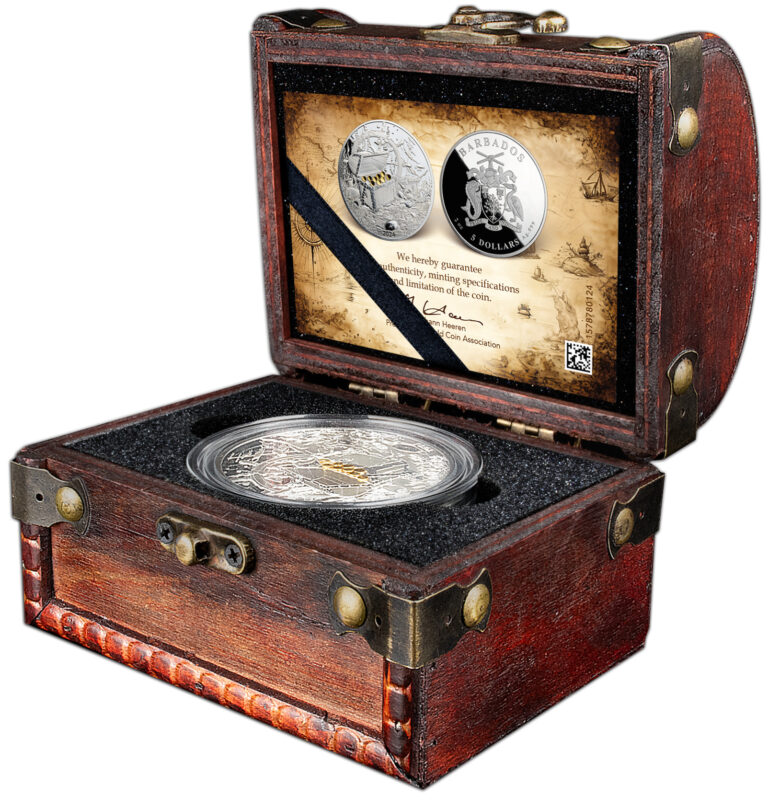 Read more about the article 2024 Barbados Ocean’s Lost Treasure 2 oz Silver Coin – 499 Mintage