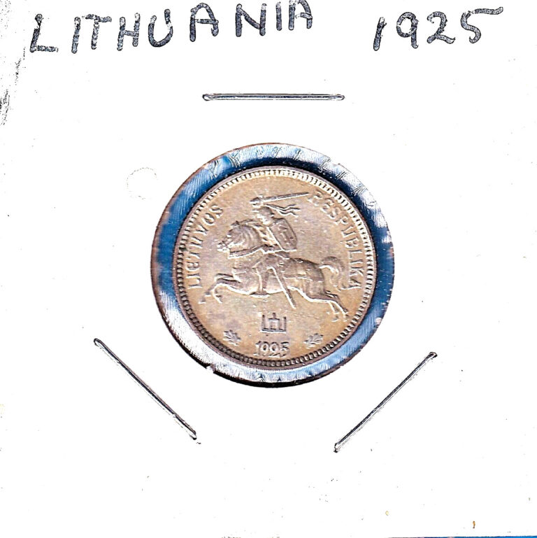 Read more about the article 1925 Lithuania 1 Litas (KM-76) .0434 ASW Silver!!!  [one-year issue]