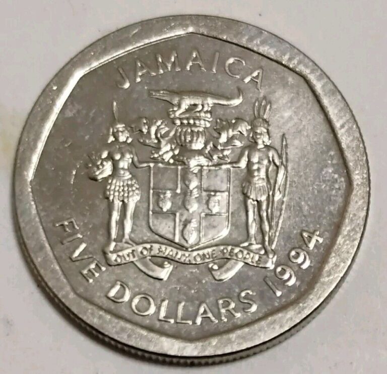 Read more about the article 1994 JAMAICA 🇯🇲 FIVE 5 DOLLAR Dollars Coin