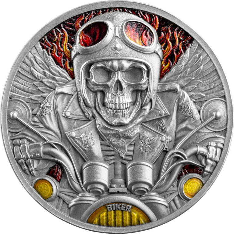 Read more about the article 2024 Ghana Memento Mori Biker 1 oz Silver Coin mintage of 1000