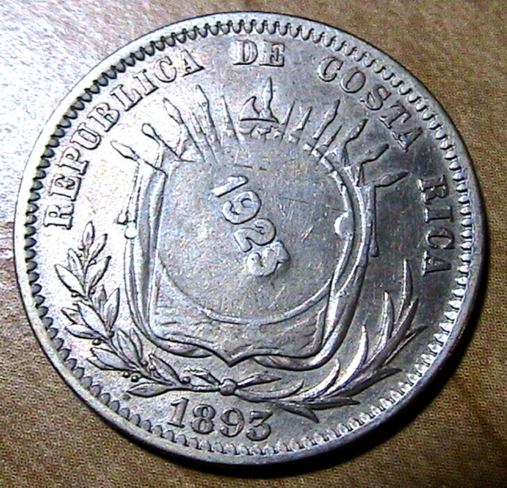 Read more about the article 1893-1923 Costa Rica 50 Centimos Silver XF+ Lustrous Central American 50C Coin