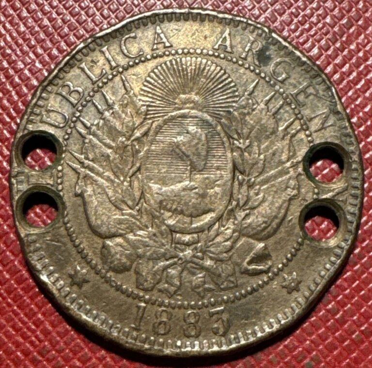 Read more about the article Argentina 1883 Bronze 2 Centavos. Holed Cull. Nice Details. KM# 33