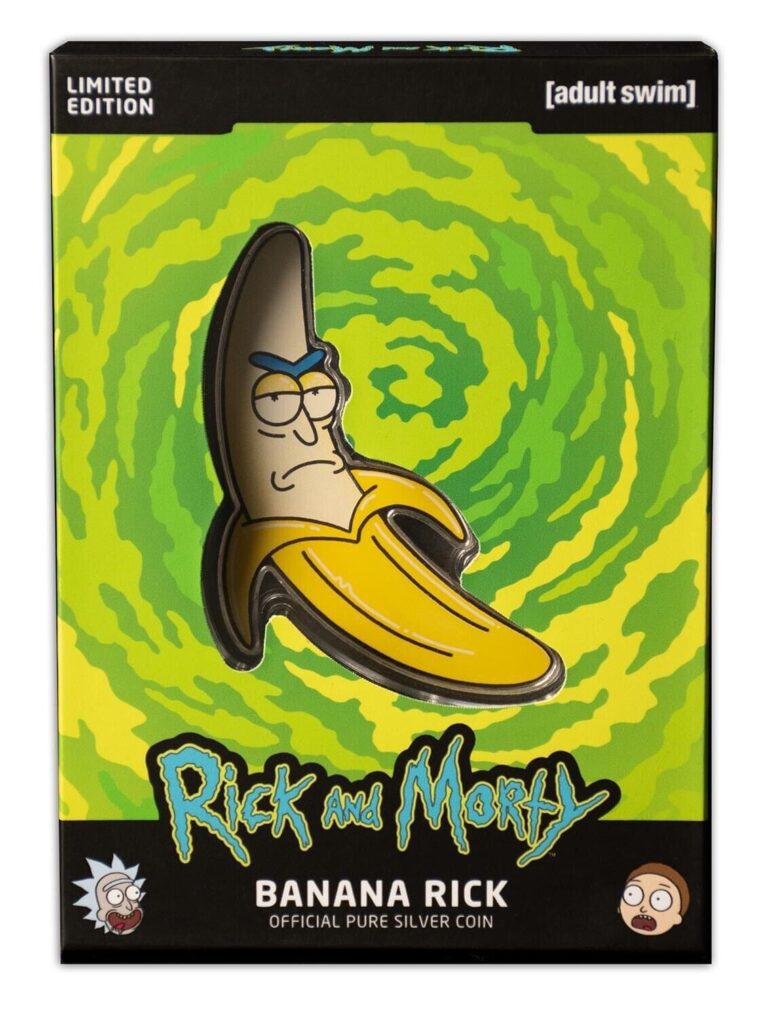 Read more about the article 2024 Barbados Adult Swim Rick and Morty Banana Rick 1 oz Silver Coin 1499 Minted