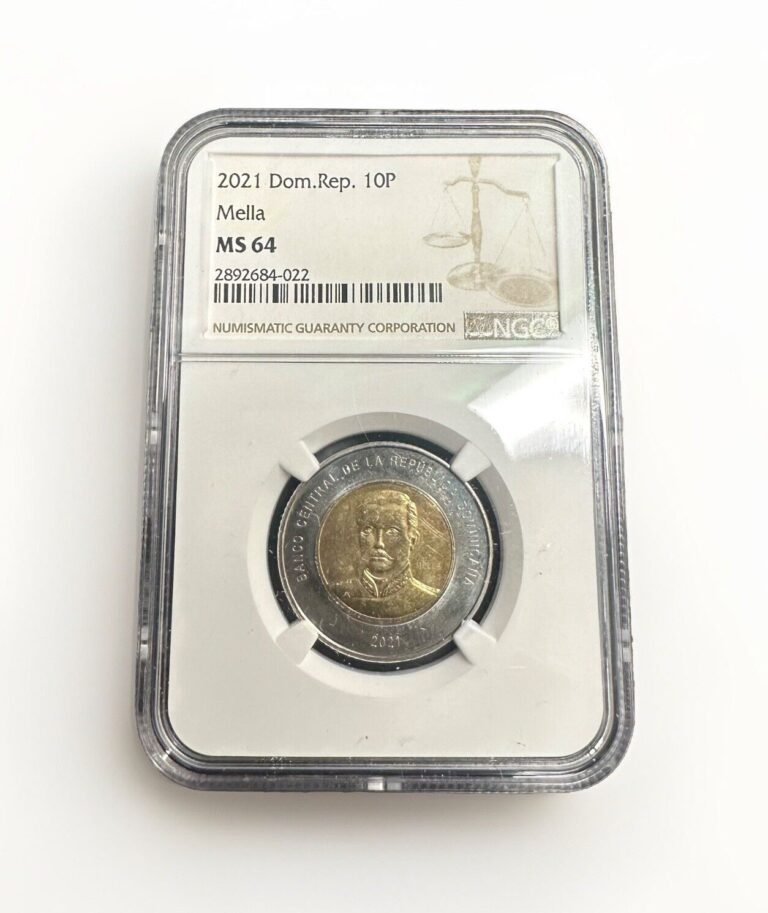 Read more about the article 2021 DOMINICAN REPUBLIC 10 PESOS. NGC MS 64. PORTRAIT OF MELLA.