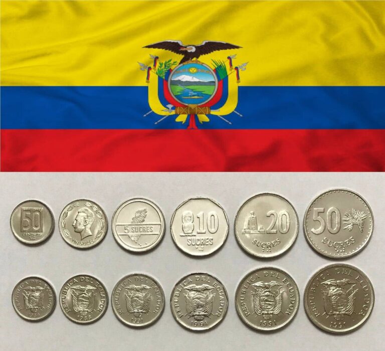 Read more about the article ECUADOR – Complete SET of 6 Coins (centavos  sucre) 1988 – 1991 – UNC