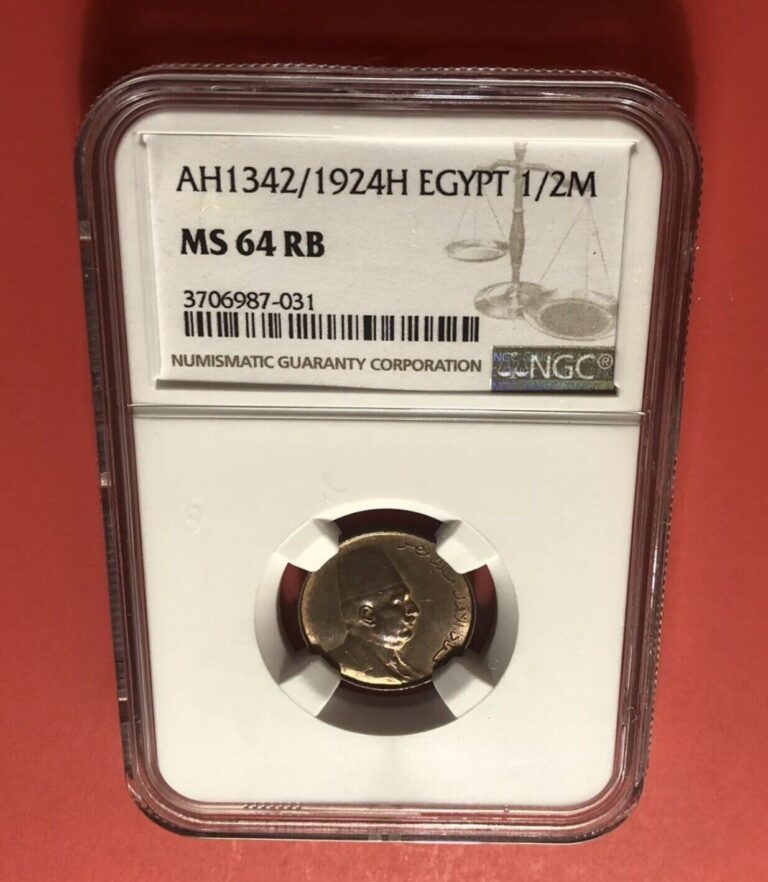 Read more about the article EGYPT-1924 H( AH 1342 ) UNC 1/2 MILLIEME(K.FUAD) CERTIFIED BY PCGS MS-64 BN.