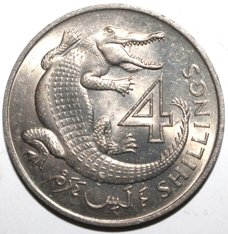 Read more about the article The Gambia 4 Shillings Coin 1966 KM#6 Crocodile British Elizabeth II Africa Four