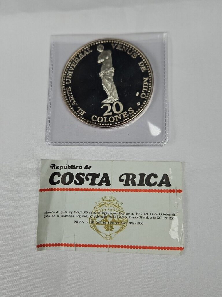 Read more about the article RARE 1970 Costa Rica 20 Colones Venus De Milo Silver KM#193 7500 Minted