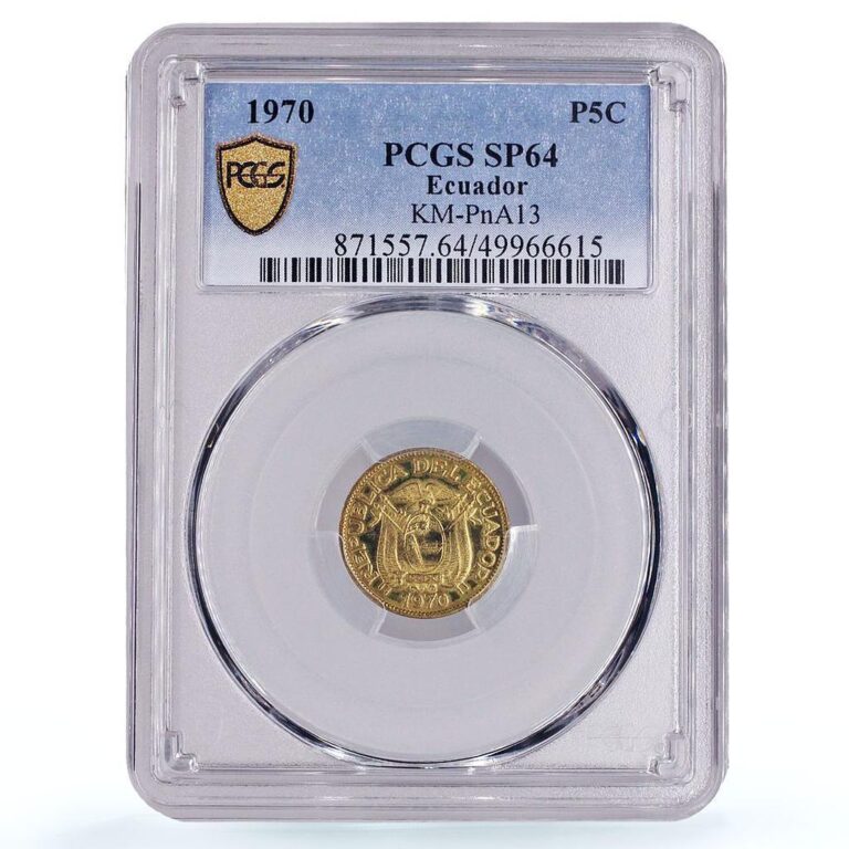 Read more about the article Ecuador 5 centavos Republic Coinage PATTERN TRIAL KM-PnA13 SP64 PCGS coin 1970