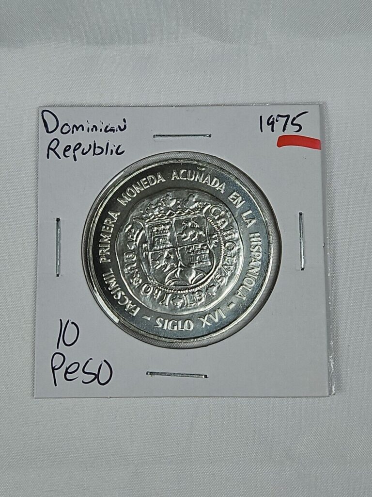 Read more about the article DOMINICAN REPUBLIC 1975 10 PESOS CROWN Size UNC .900 SILVER .8102 ASW