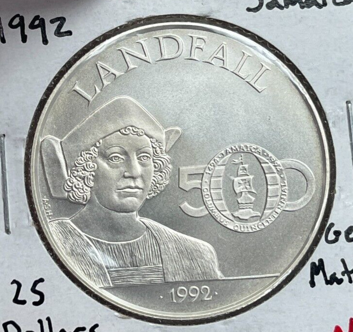 Read more about the article 1992 Jamaica $25 25 Dollars – Christopher Columbus – Silver Matte