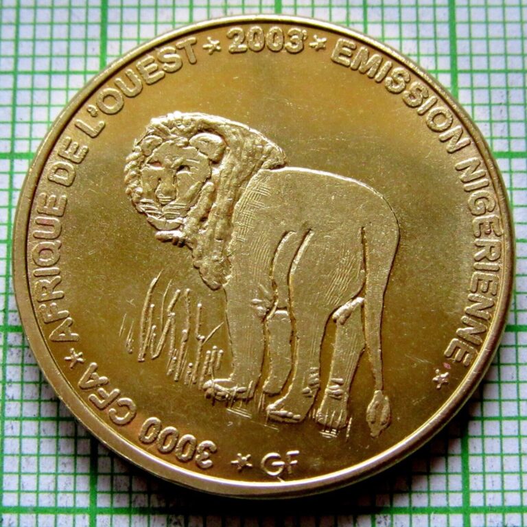 Read more about the article NIGER 2003 2 AFRICA or 3000 CFA COIN  LION  IDAO COINAGE Brass Unusual