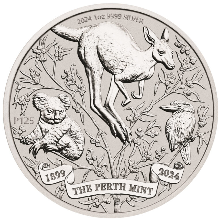 Read more about the article 2024 Australia The Perth Mint 125th Anniversary 1 oz Silver BU Coin in Capsule