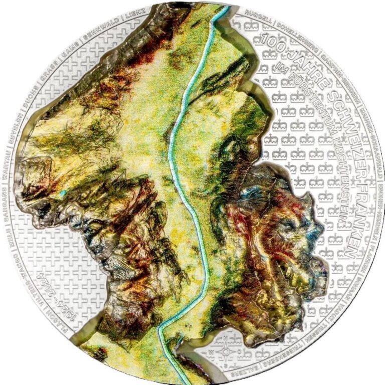 Read more about the article 2024 Liechtenstein 100 Years of the Swiss Franc 1 oz Silver Colorized Coin