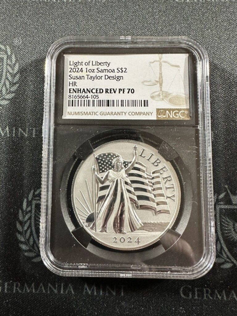 Read more about the article 2024 Samoa Light of Liberty 1 oz Susan Taylor Design NGC Enhanced REV Proof PF70