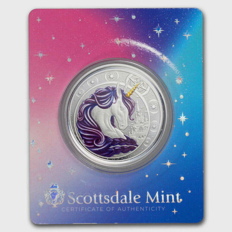 Read more about the article 2023 Ghana 1 oz Silver 5 Cedis Purple Magical Unicorn “Aurora”