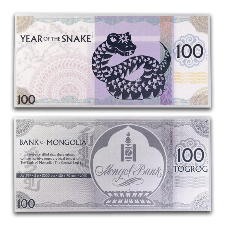 Read more about the article 2025 Mongolia Lunar Year Collection Year of the Snake 5 Gram Silver Note