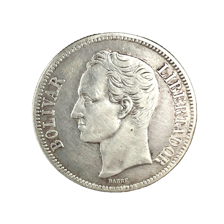Read more about the article 1921 VENEZUELA 5 BOLÍVARES (25 GRAM) AU. .900 Silver Crown Size Coin #4 Y#24.2