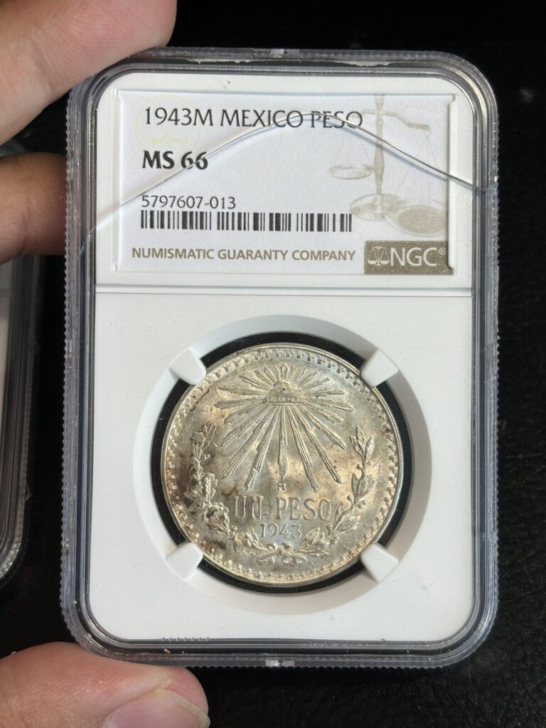 Read more about the article 1943M Mexico Silver Un Peso Coin NGC Certified MS 66 Slab Broke