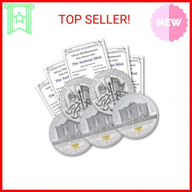 Read more about the article 2008 – Present (Random Year) Lot of (5) 1 oz Austria Silver Vienna Philharmonic