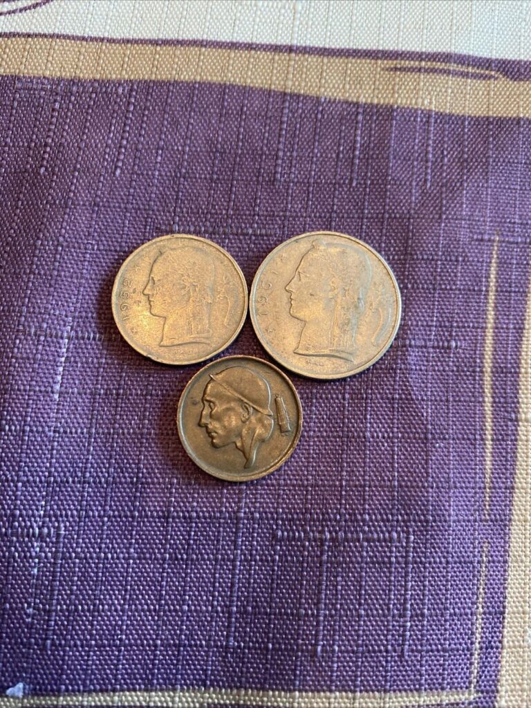 Read more about the article Belgium 1961 5 Francs  1952 1 Franc  1967 50 Centimes – 3 Coins