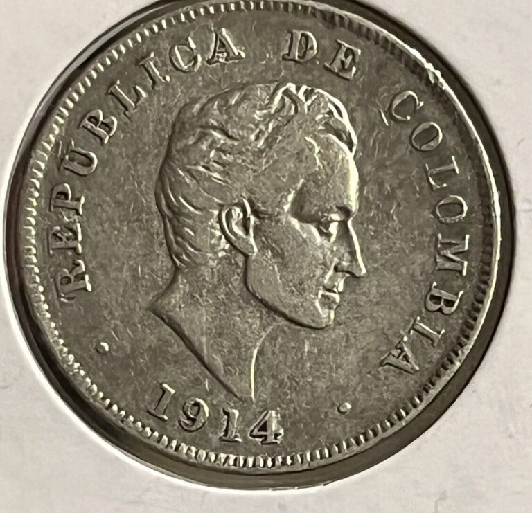 Read more about the article 1914 Colombia Cincuenta Centavos Silver Coin  50 Cents  .900 Silver World Coin