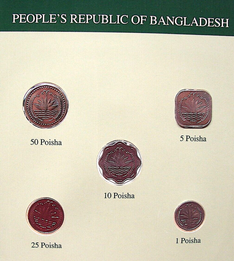 Read more about the article Bangladesh Peoples Republic of==Five  (5)==Uncirculated Coins-Circa 1977-1994