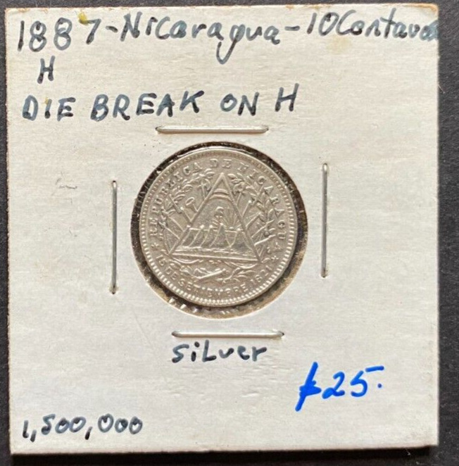 Read more about the article NICARAGUA  1887  10 Centavos  Silver  Circ.