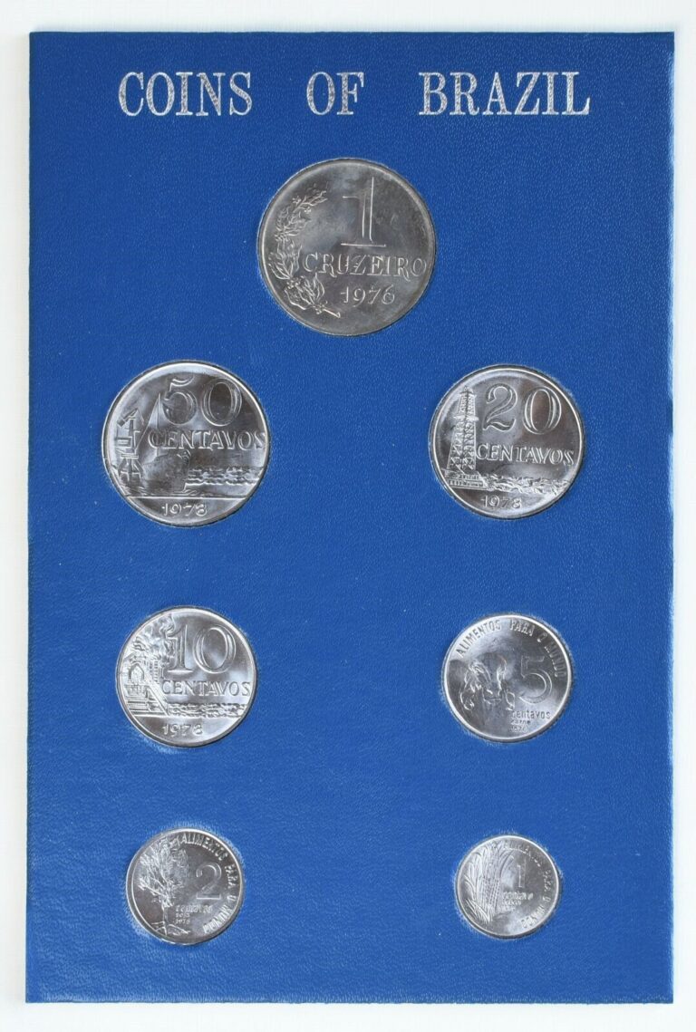 Read more about the article 1975-1978 Coins of Brazil 7-Coin Uncirculated Mint Set in Acrylic Holder