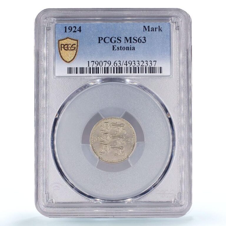 Read more about the article Estonia 1 mark Regular Coinage Lions Arms KM-1a MS63 PCGS NiBronze coin 1924