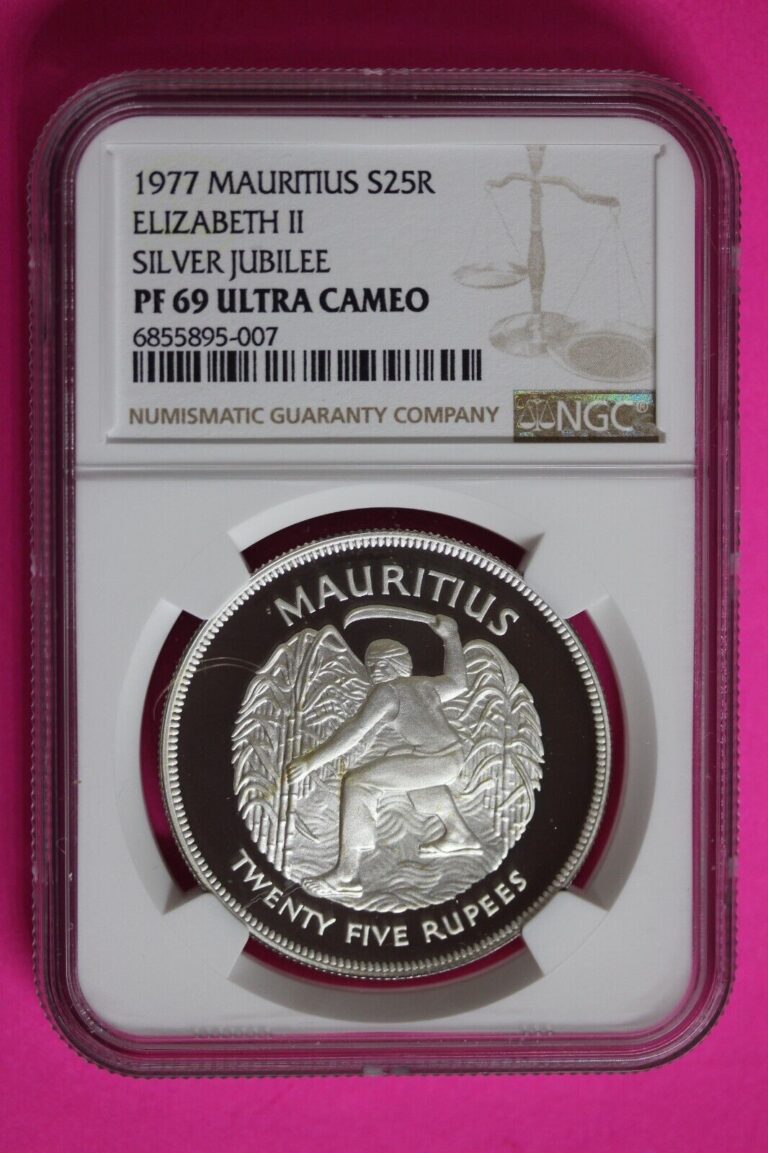 Read more about the article 1977 PF 69 Mauritius 25 Rupees Silver Jubilee .925 Silver Coin NGC Coin OCE 129